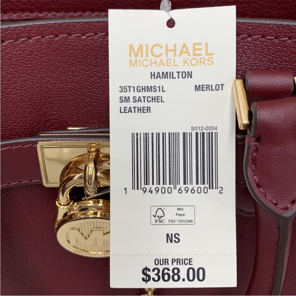 Michael Kors Hamilton Small Satchel Shoulder Crossbody Bag Merlot color - Picture 11 of 15